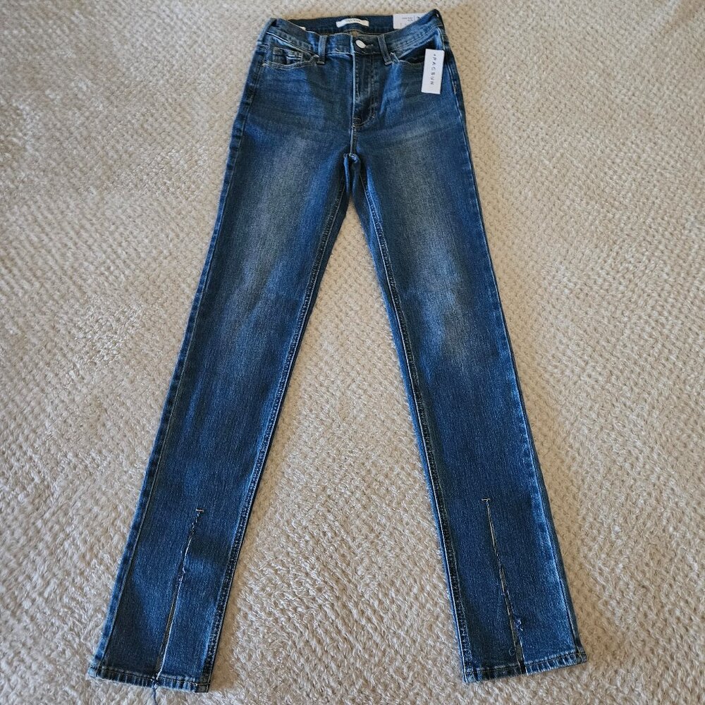 PacSun High Rise Skinny Jeans with Front Slit Detail – Size 25